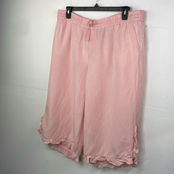 Lane Bryant Linen Ruffle-Hem Crop Pants size 18/20 - Picture 2 of 13